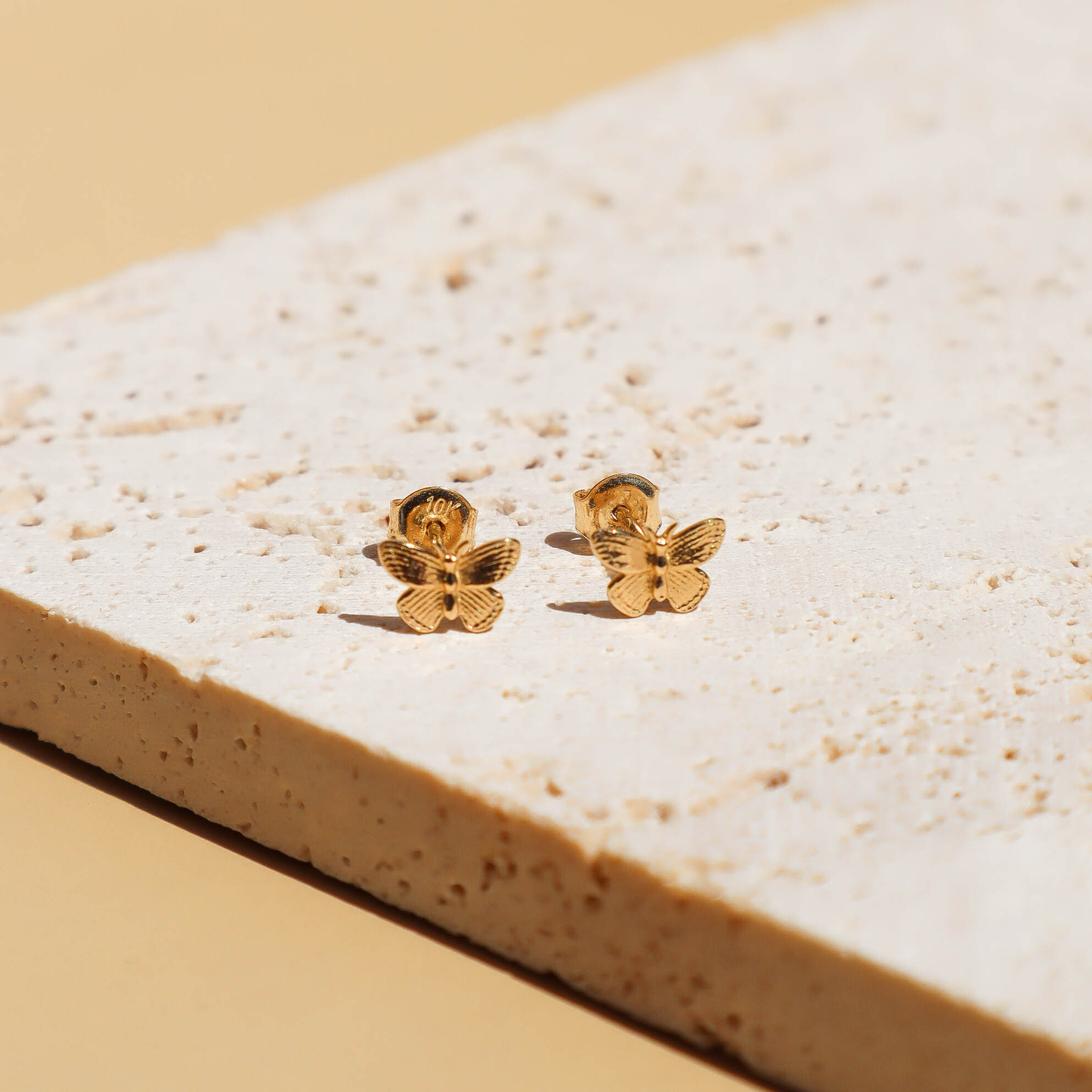 gold butterfly stud earrings 10k
