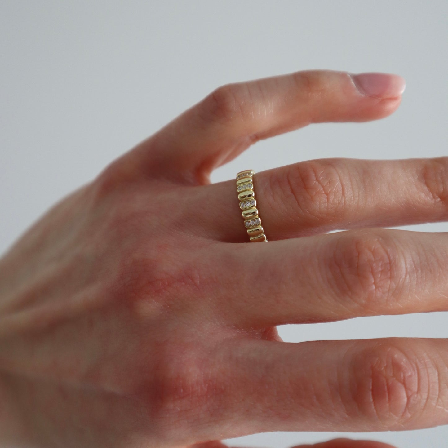 Vera - Gold Vermeil Alternating CZ Bar Band Ring